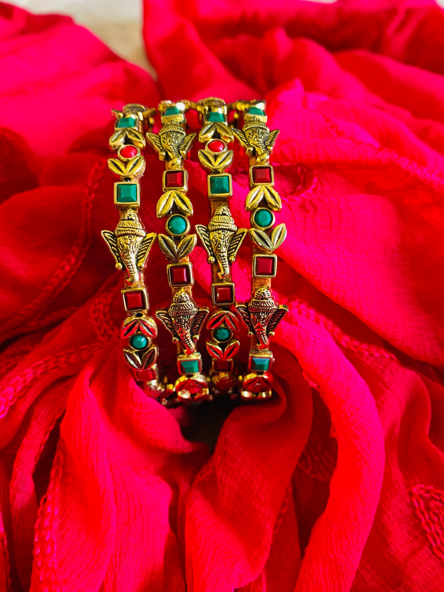 Traditional Antique Bangles with Lord Ganesha Motif